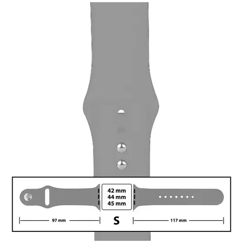 MR3_116121 Ремінець силіконовий для apple watch 42, 44, 45, 49 mm розмір s (26) light сірий PRC