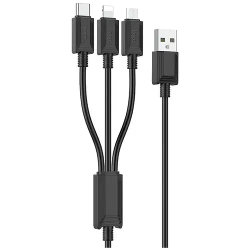 MR3_118264 Кабель combo hoco x74 3in1 (lightning, micro, type-c), 2a 1 m чорний HOCO