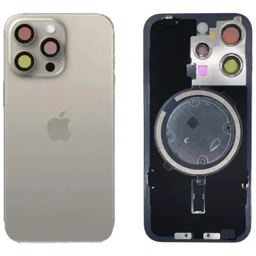 MR3_120678 Задня кришка (скло) для iphone 15 pro natural titanium, сервісний у зборі на рамці APPLE