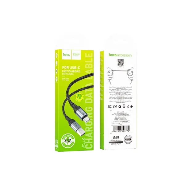 MR4_58468 Кабель hoco x102 fresh charging data cable type-c 1 m, чорний HOCO