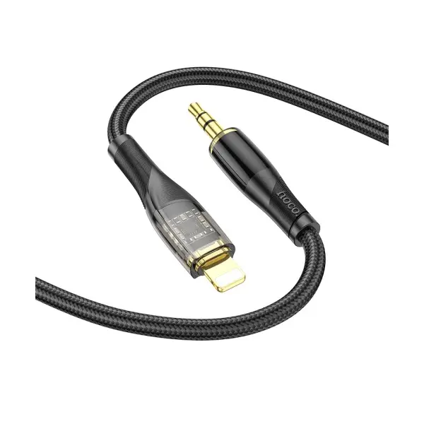 MR4_1818 Адаптер aux hoco upa25 transparent discovery edition digital audio conversion cable lightning, чорний HOCO