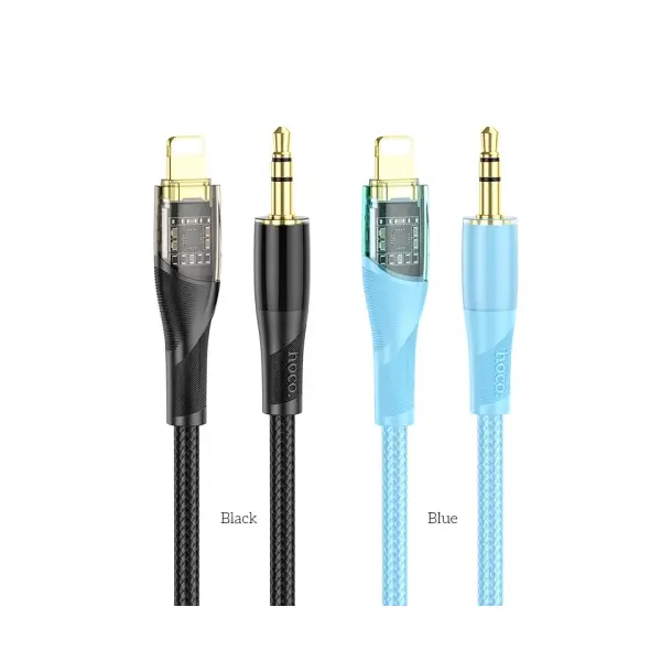 MR4_1818 Адаптер aux hoco upa25 transparent discovery edition digital audio conversion cable lightning, чорний HOCO