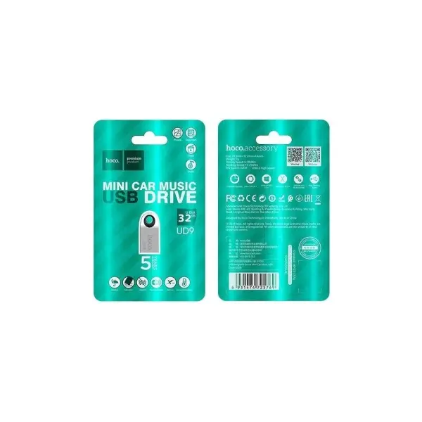 MR4_14835 Флеш-накопичувач usb hoco ud9 insightful smart mini car music usb drive 32gb, сірий HOCO