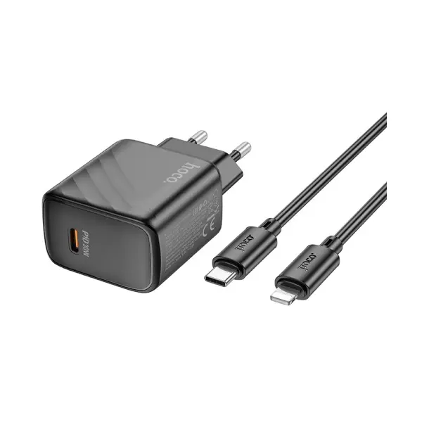 MR4_132383 Мережевий зарядний пристрій hoco cs22a value single port pd30w charger set (c to ip), чорний HOCO