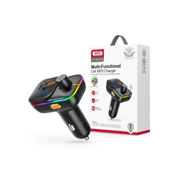 MR4_140339 Fm-трансмітер xo bcc09 smart bluetooth mp3 з tf card slot +pd 25w, чорний XO
