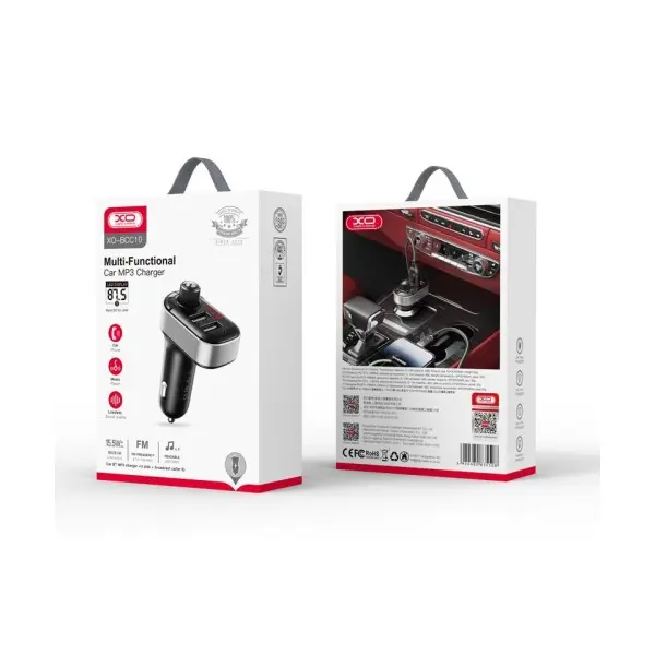 MR4_140340 Fm-трансмітер xo bcc10 smart bluetooth mp3, 5v, 3.1a, car charger, чорний XO