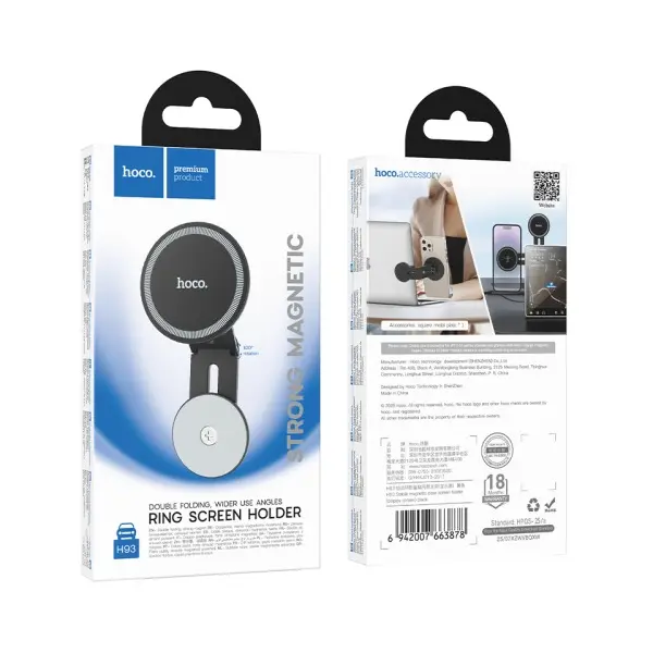 MR4_153033 Автотримач магнітний hoco h93 stable magnetic case screen holder, чорний HOCO
