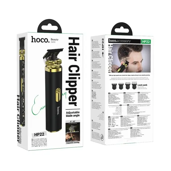 MR4_145274 Електрична машинка для стрижки волосся hoco hp22 retro з гравіюванням, чорний HOCO