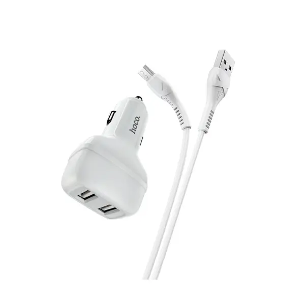 АВТОМОБІЛЬНИЙ ЗАРЯДНИЙ ПРИСТРІЙ 4IN1 HOCO Z36 LEADER 2USB, 2,4A + CABLE MICRO, ЧОРНИЙ