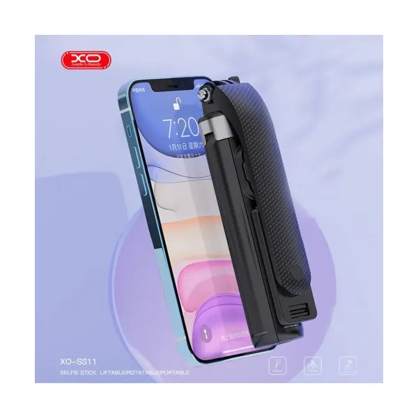 МОНОПОД XO SS11 FOUR LEGGED REINFORCED STAND BLUETOOTH SELFIE STICK 100CM, ЧОРНИЙ