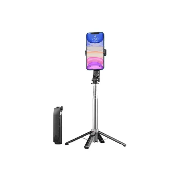 МОНОПОД XO SS11 FOUR LEGGED REINFORCED STAND BLUETOOTH SELFIE STICK 100CM, ЧОРНИЙ