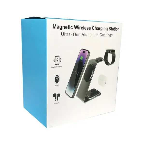 ЗАРЯДНА СТАНЦІЯ 3IN1 M01 MAGSAFE ULTRA-THIN (IPHONE, IWATCH, AIRPODS) 15W ORIGINAL, ЧОРНИЙ