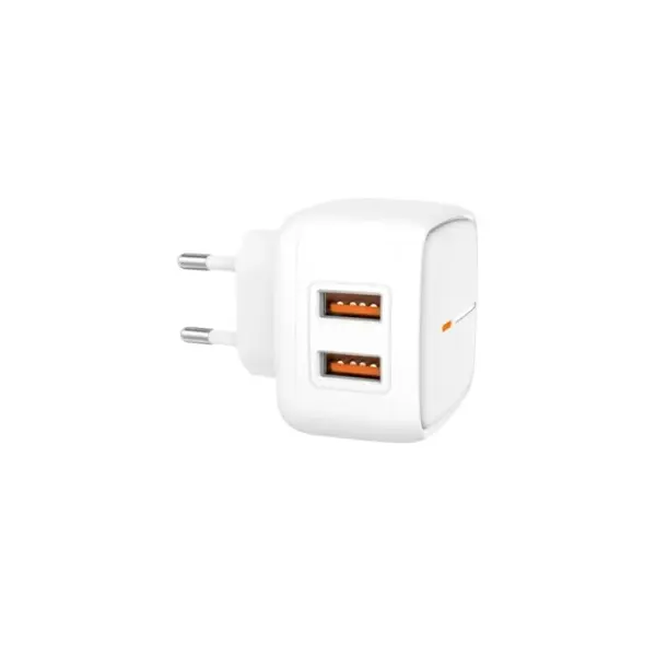 МЕРЕЖЕВИЙ ЗАРЯДНИЙ ПРИСТРІЙ XO L61 12W 2USB PORT 2.4A CHARGER WITH LIGHTNING CABLE, БІЛИЙ