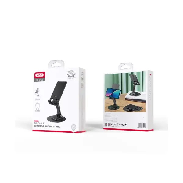 НАСТІЛЬНИЙ ТРИМАЧ XO C108 SMALL DISC ROTATING 360 METAL PHONE HOLDER, ЧОРНИЙ