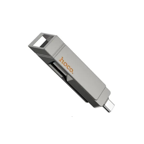 ФЛЕШ-НАКОПИЧУВАЧ USB-A, C HOCO UD14 CLEVER USB3.2 TYPE-C MINI FLASH DRIVE 128GB METAL, СІРИЙ