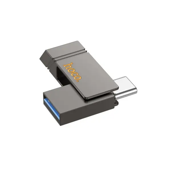 ФЛЕШ-НАКОПИЧУВАЧ USB-A, C HOCO UD14 CLEVER USB3.2 TYPE-C MINI FLASH DRIVE 128GB METAL, СІРИЙ