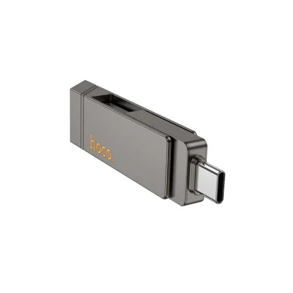 ФЛЕШ-НАКОПИЧУВАЧ USB-A, C HOCO UD14 CLEVER USB3.2 TYPE-C MINI FLASH DRIVE 128GB METAL, СІРИЙ