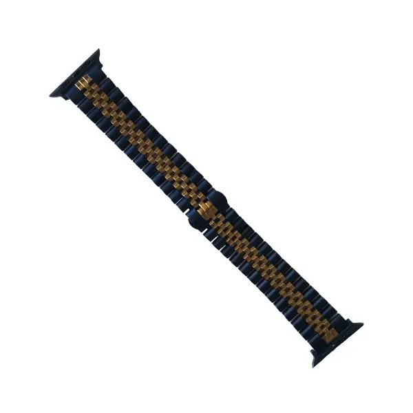 MR4_32866 Ремінець для apple watch rolex 5-bead bracelet 38, 40mm синій-limon gold 