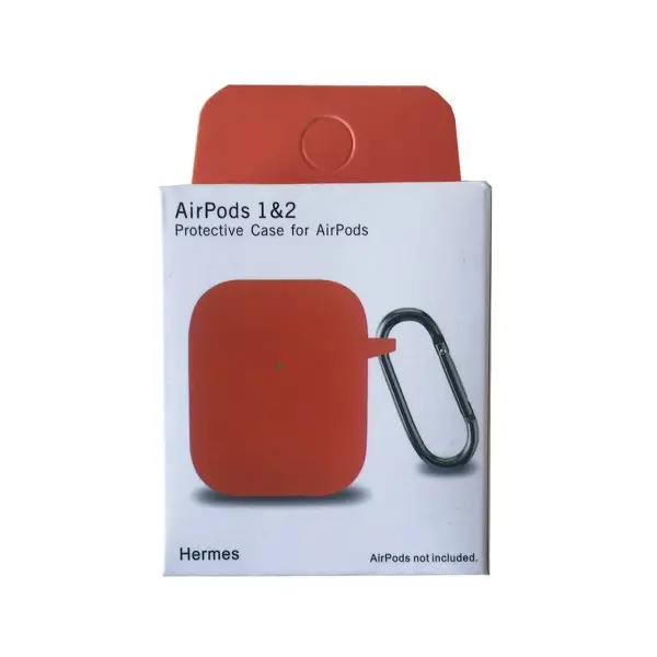 ЧОХОЛ ДЛЯ AIRPODS 1, 2 SILICON SLIM (+ КАРАБИН) NEW BOX HERMES