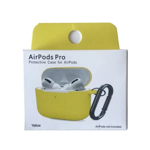 ЧОХОЛ ДЛЯ AIRPODS PRO SILICONE SLIM (+ КАРАБИН) NEW BOX ЖОВТИЙ