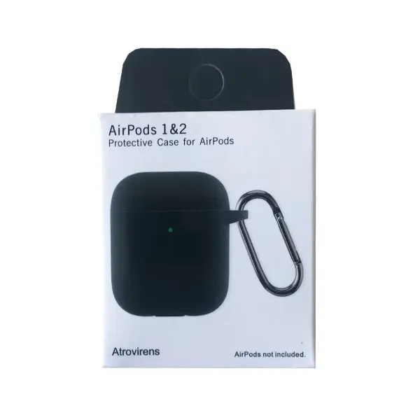 ЧОХОЛ ДЛЯ AIRPODS 1, 2 SILICON SLIM (+ КАРАБИН) NEW BOX ATROVIRENS
