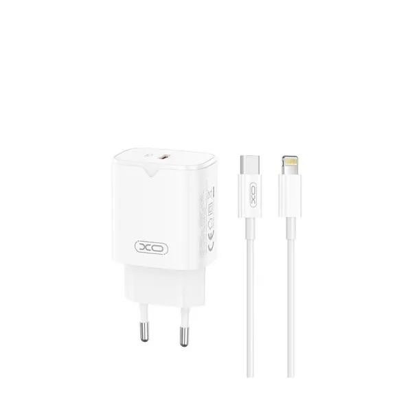 МЕРЕЖЕВИЙ ЗАРЯДНИЙ ПРИСТРІЙ XO L131 PD30W 1TYPE-C FAST CHARGING WITH LIGHTNING CABLE, БІЛИЙ