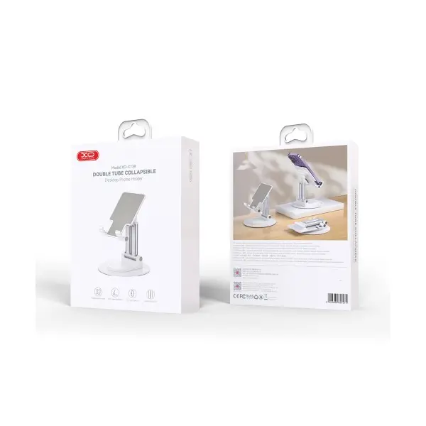MR4_29894 Настільний тримач xo c139 desktop 360 rotating metal round base stand, білий 