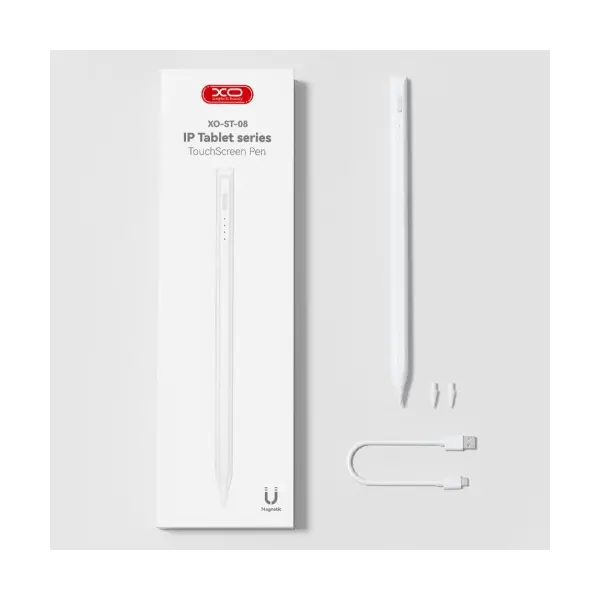 СТІЛУС XO ST-08 MAGNETIC CAPACITIVE PEN ДЛЯ IPAD PREVENTS FALSE CONTACTS, БІЛИЙ