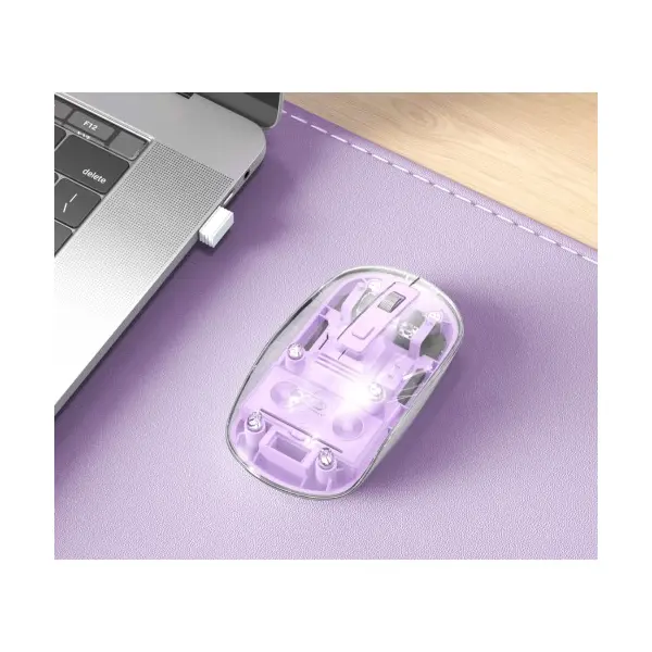 MR4_30218 Компютерна мишка xo m12 bluetooth wireless transparent mouse фіолетовий 