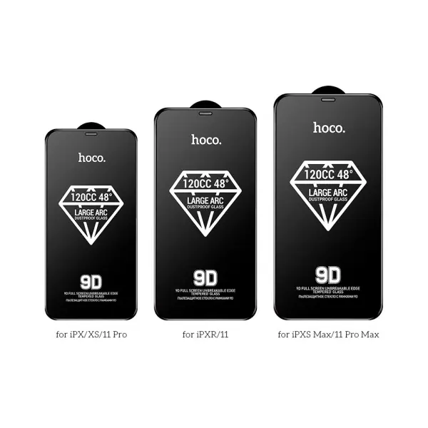 MR4_30968 Захисне скло hoco a34 9d large arc dustproof для iphone xs max, 11 pro max, чорний 