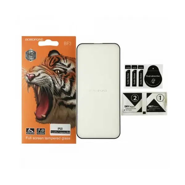 MR4_35028 Захисне скло borofone для iphone 15, 16, чорний 