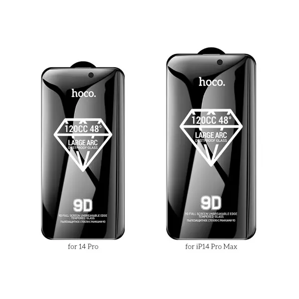 ЗАХИСНЕ СКЛО HOCO A34 PLUS 9D LARGE ARC ANTI-SPY DUSTPROOF ДЛЯ IPHONE 14 PRO, ЧОРНИЙ