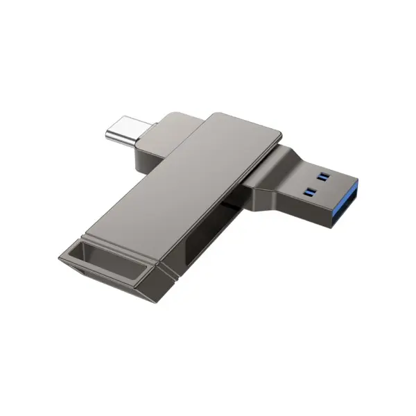 ФЛЕШ-НАКОПИЧУВАЧ USB-A, C HOCO UD15 CLEVER USB3.2 TYPE-C 32GB, СІРИЙ