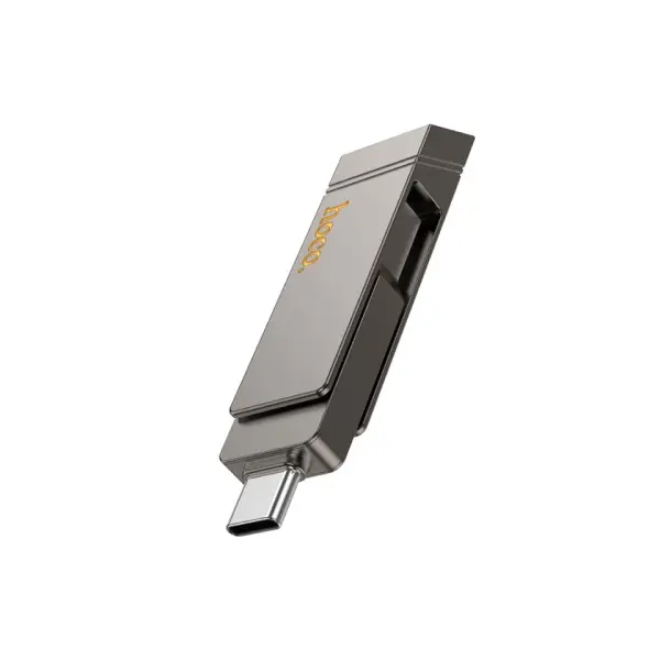 ФЛЕШ-НАКОПИЧУВАЧ USB-A, C HOCO UD15 CLEVER USB3.2 TYPE-C 32GB, СІРИЙ