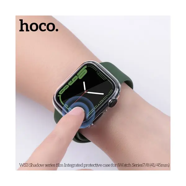 БАМПЕР ДЛЯ APPLE WATCH HOCO IWATCH7, 8 WS3 SHADOW PROTECTIVE CASE+FILM (45MM) OFFICIAL ЗЕЛЕНИЙ
