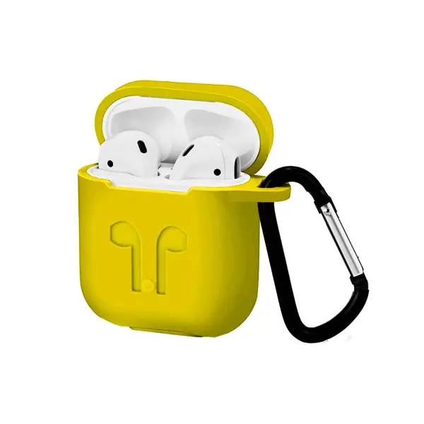 MR4_41092 Чохол для airpods силіконовий logo 2in1 (+ карабин) (тех. пак) жовтий 