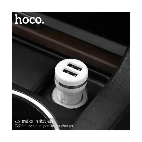 MR4_41790 Автомобільний зарядний пристрій 4in1 hoco z27 staunch 2usb, 2,4a, micro, білий HOCO