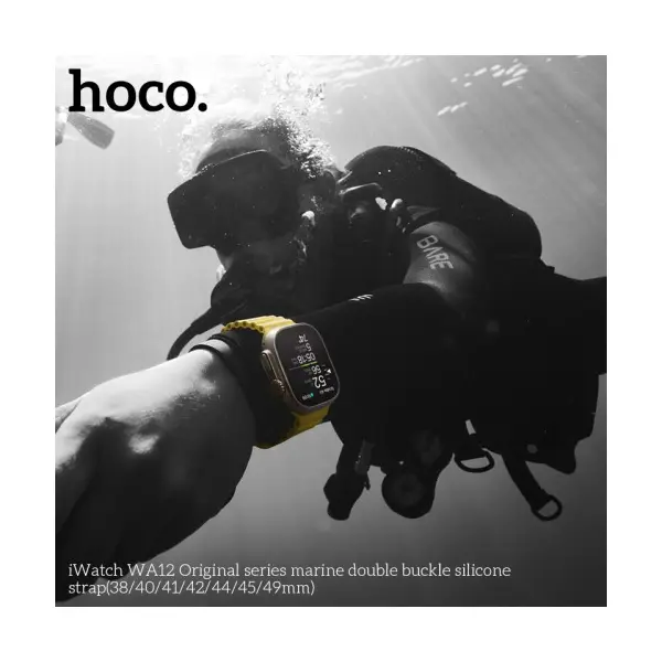 РЕМІНЕЦЬ APPLE WATCH HOCO IWATCH WA12 ORIGINAL MARINE 2-BUCKLE SILICONE 38-41MM ЖОВТИЙ