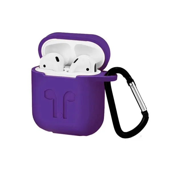 MR4_50018 Чохол для airpods силіконовий logo 2in1 (+ карабин) (тех. пак) пурпуровий 