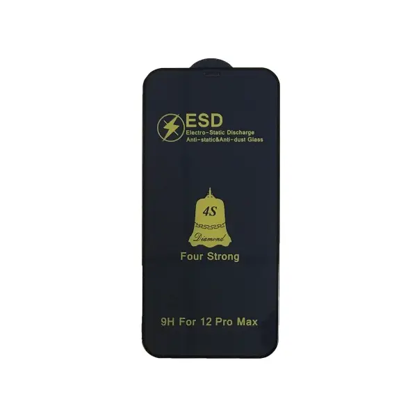 MR4_43864 Захисне скло esd 4s anti-static для iphone 12 pro max, чорний (тех. пак) 