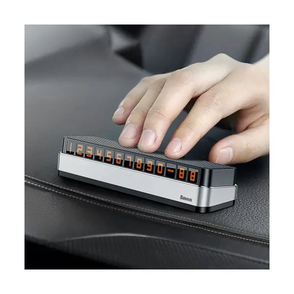 АВТОВІЗИТКА НА ТОРПЕДО BASEUS MOONLIGHT BOX SERIES TEMPORARY PARKING NUMBER PLATE, СІРИЙ ACNUM-B0S