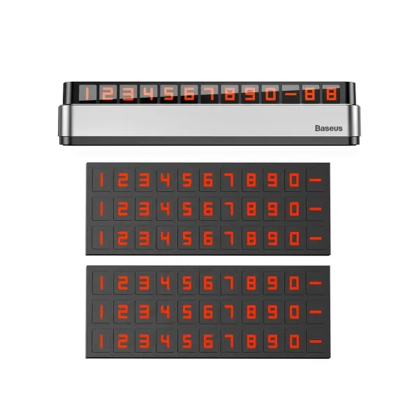 АВТОВІЗИТКА НА ТОРПЕДО BASEUS MOONLIGHT BOX SERIES TEMPORARY PARKING NUMBER PLATE, СІРИЙ ACNUM-B0S