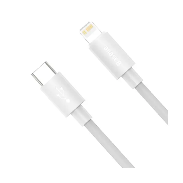 КАБЕЛЬ PD BASEUS SIMPLE WISDOM DATA CABLE KIT TYPE-C TO LIGHTNING PD 20W (2ШТ, SET)1.5M, БІЛИЙ TZCATLZJ-02