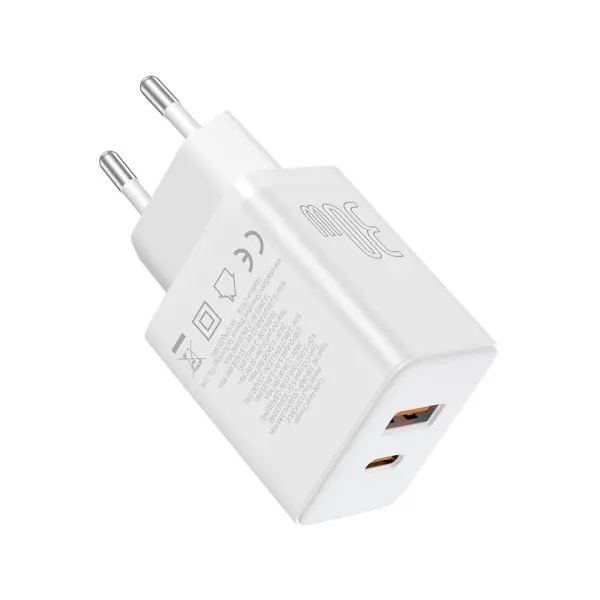 МЕРЕЖЕВИЙ ЗАРЯДНИЙ ПРИСТРІЙ BASEUS CUBE FAST CHARGER C+U 30W EU CLUSTER, БІЛИЙ P10111404213-00