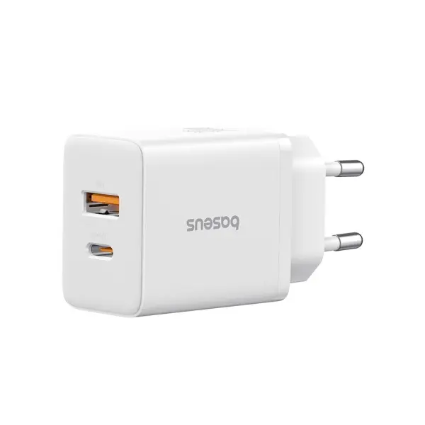 МЕРЕЖЕВИЙ ЗАРЯДНИЙ ПРИСТРІЙ BASEUS CUBE FAST CHARGER C+U 30W EU CLUSTER, БІЛИЙ P10111404213-00