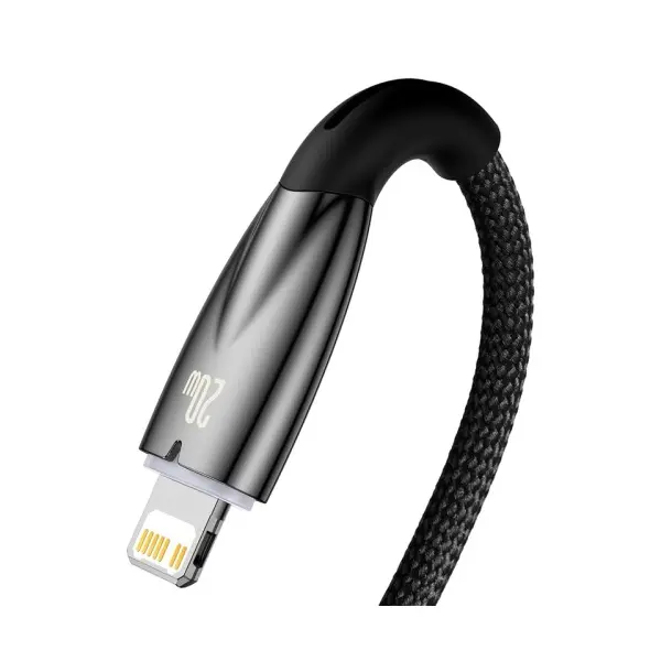 КАБЕЛЬ PD BASEUS GLIMMER SERIES FAST CHARGING DATA CABLE TYPE-C TO LIGHTNING 20W 1M, ЧОРНИЙ CADH000001