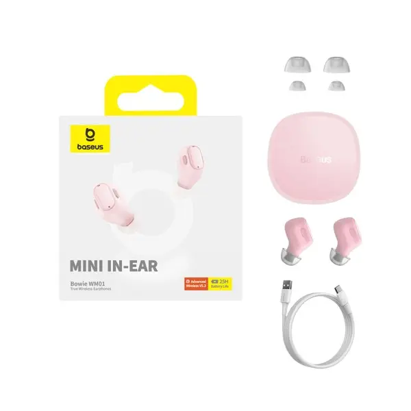 MR4_54393 Навушники baseus bowie wm01 true wireless earphones рожевий ngtw370004 