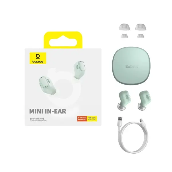 НАВУШНИКИ BASEUS BOWIE WM01 TRUE WIRELESS EARPHONES ЗЕЛЕНИЙ NGTW370006