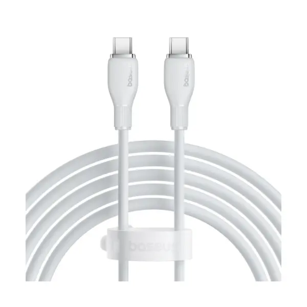 КАБЕЛЬ PD BASEUS PUDDING SERIES FAST CHARGING CABLE TYPE-C TO TYPE-C 100W 2M, БІЛИЙ P10355702221-01