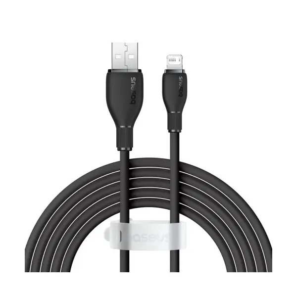 КАБЕЛЬ BASEUS PUDDING SERIES FAST CHARGING CABLE USB-A TO LIGHTNING 2.4A 2M, ЧОРНИЙ P10355700111-01